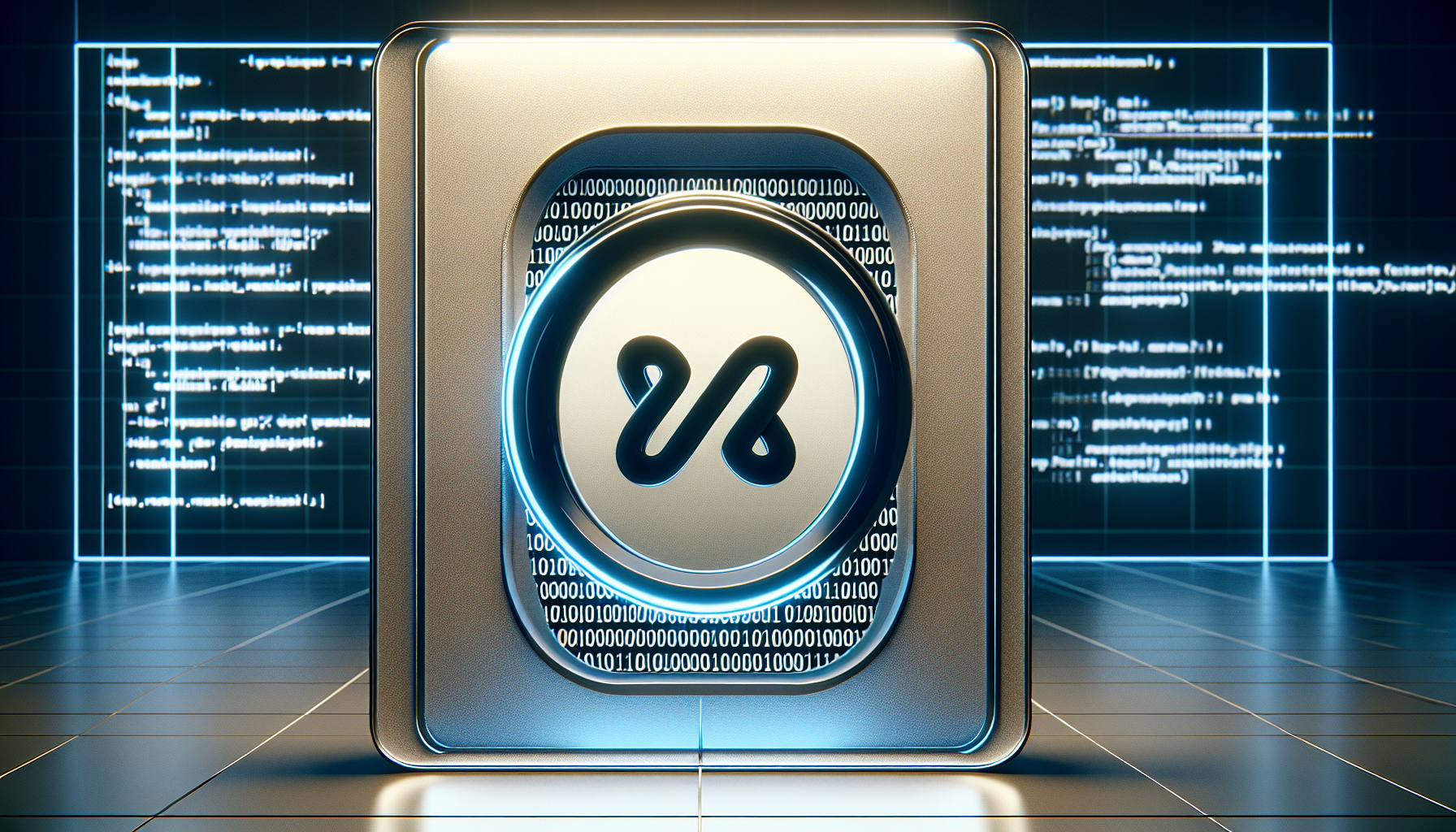 An image highlighting the concept of PHP Reflection and Meta-Programming. The image displays a reflective surface, similar to a mirror, reflecting binary code that symbolizes the programming aspect. Adjacent to it, a distinctive symbol or insignia that represents Meta-Programming, like an intertwined infinity symbol to represent self-modifying code, is seen. The environment is minimalist, abstract, and high-tech, with a digital interface and futuristic design elements. Please ensure no text, people, brand names or logos are depicted in the image.