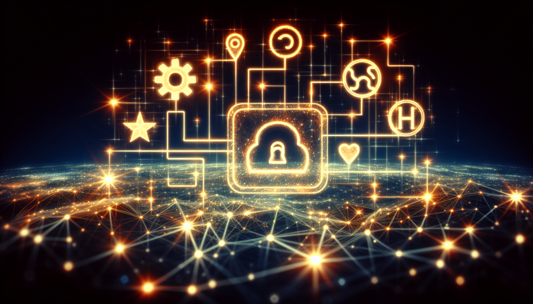 Visualize a secure digital interface, a PHP symbol, and an OAuth icon, exists in an abstract, non-branded environment. This comprises of glowing symbols and lines forming a network on a beautiful scintillating background, hinting towards web service security. The symbols are crafted artistically above the network design, iteratively detailing different stages of API authentication, while deftly avoiding any human elements.