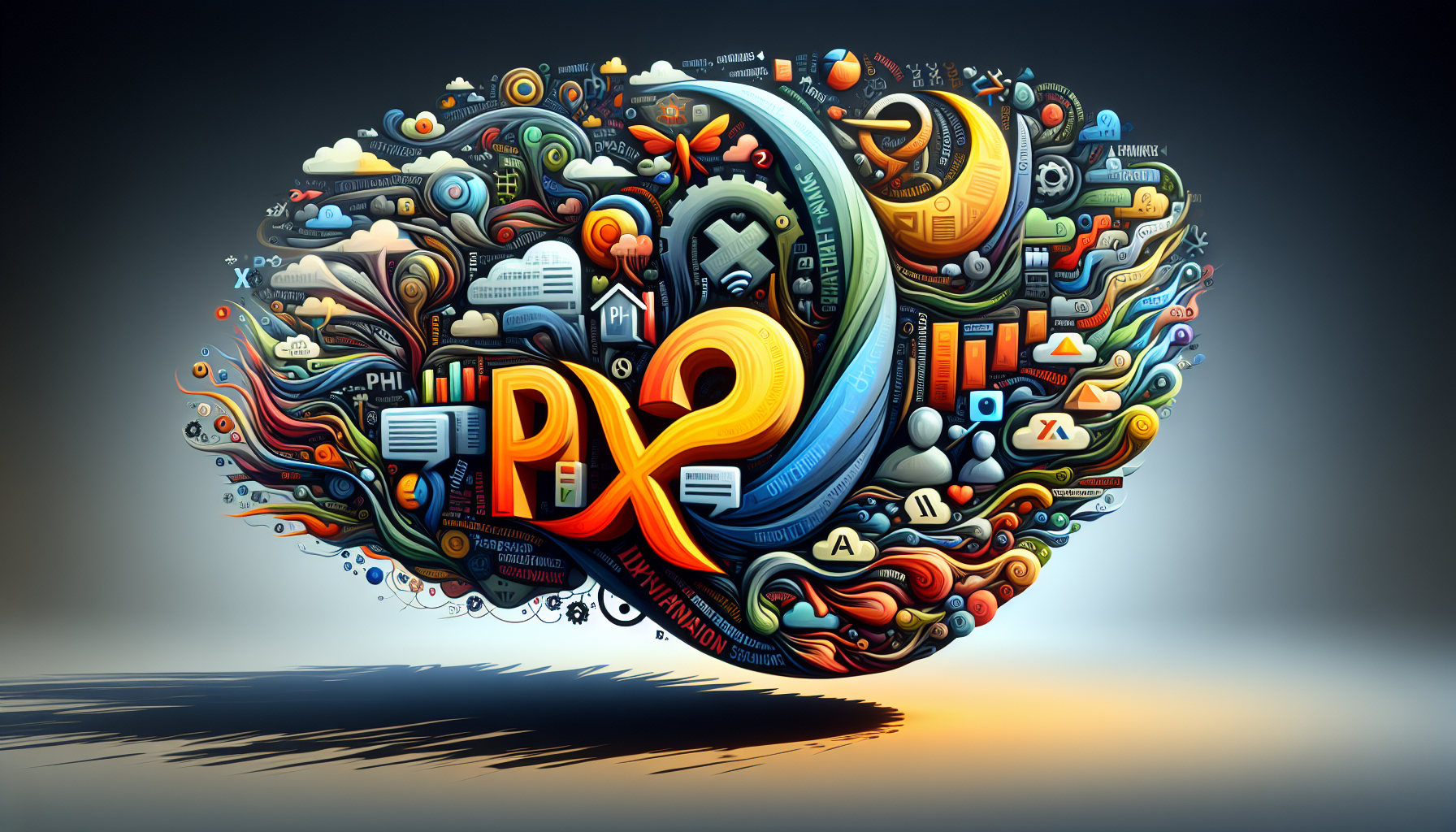 A conceptual image representing the utilization of PHP and Ajax for real-time web application updates. Visualize some abstract imagery symbolizing PHP and Ajax: perhaps different shapes or symbols. Also include a depiction of a dynamic web application being updated in real-time. This should be conveyed via evolving, changing forms or elements. Remember, no text should appear anywhere in the image, nor should any people or logos. The emphasis should entirely be on the abstract portrayal of technology concepts.